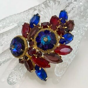 Vintage Owl Mask Rivoli Heliotrope Margarita Twisted Rope Rhinestones Brooch Pin